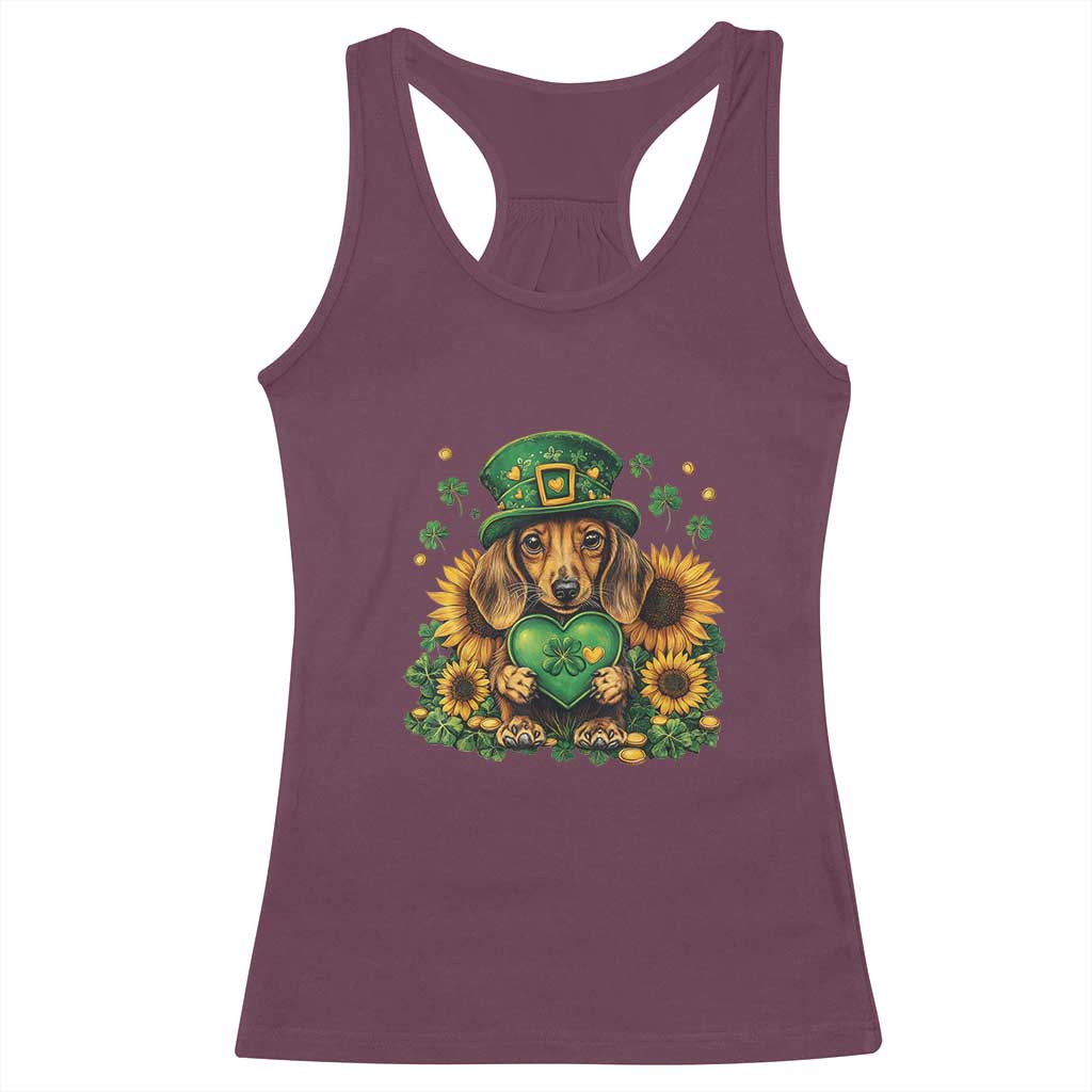 Cute Dachshund Leprechaun Racerback Tank Top Shamrock St. Patrick's Day Dog Lover