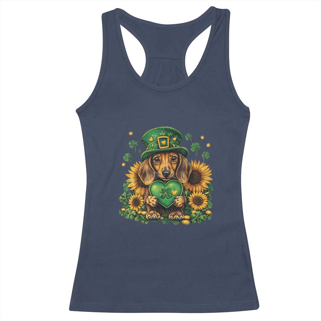 Cute Dachshund Leprechaun Racerback Tank Top Shamrock St. Patrick's Day Dog Lover