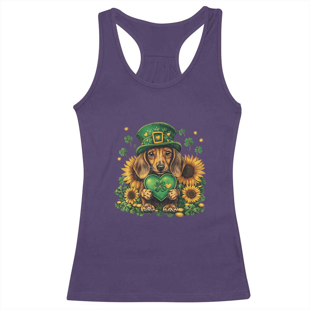 Cute Dachshund Leprechaun Racerback Tank Top Shamrock St. Patrick's Day Dog Lover