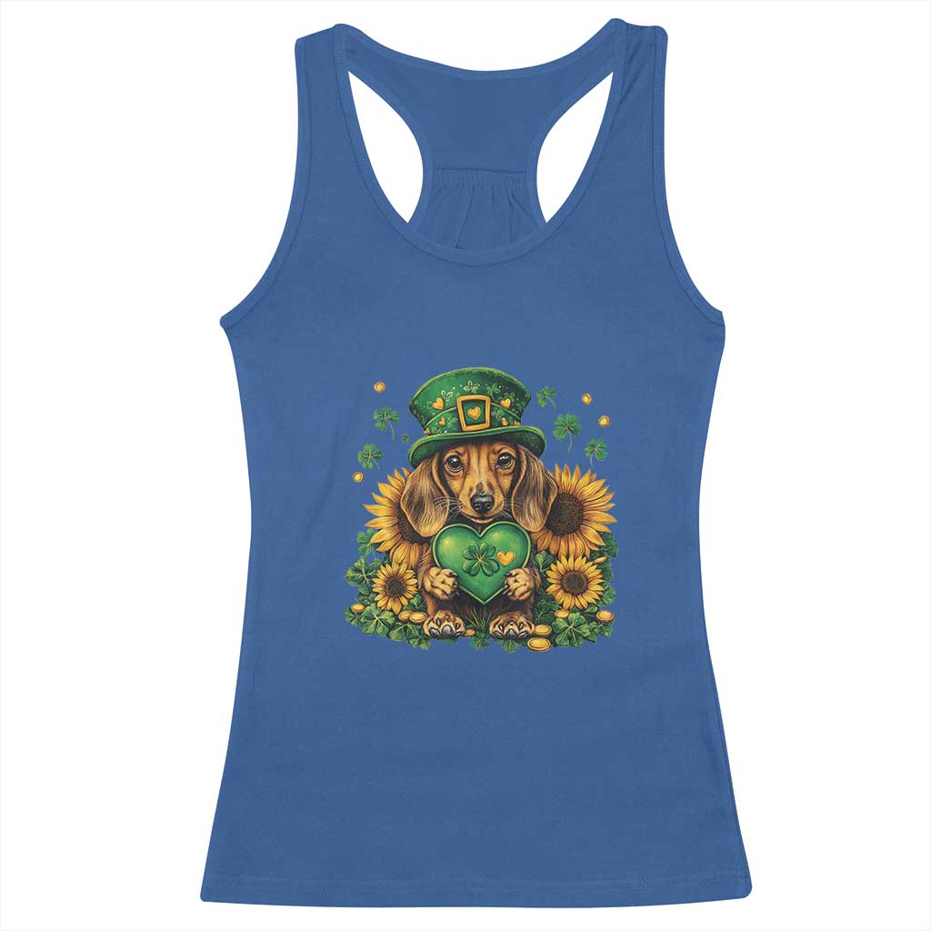 Cute Dachshund Leprechaun Racerback Tank Top Shamrock St. Patrick's Day Dog Lover