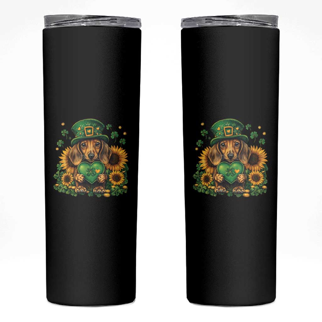 Cute Dachshund Leprechaun Skinny Tumbler Shamrock St. Patrick's Day Dog Lover