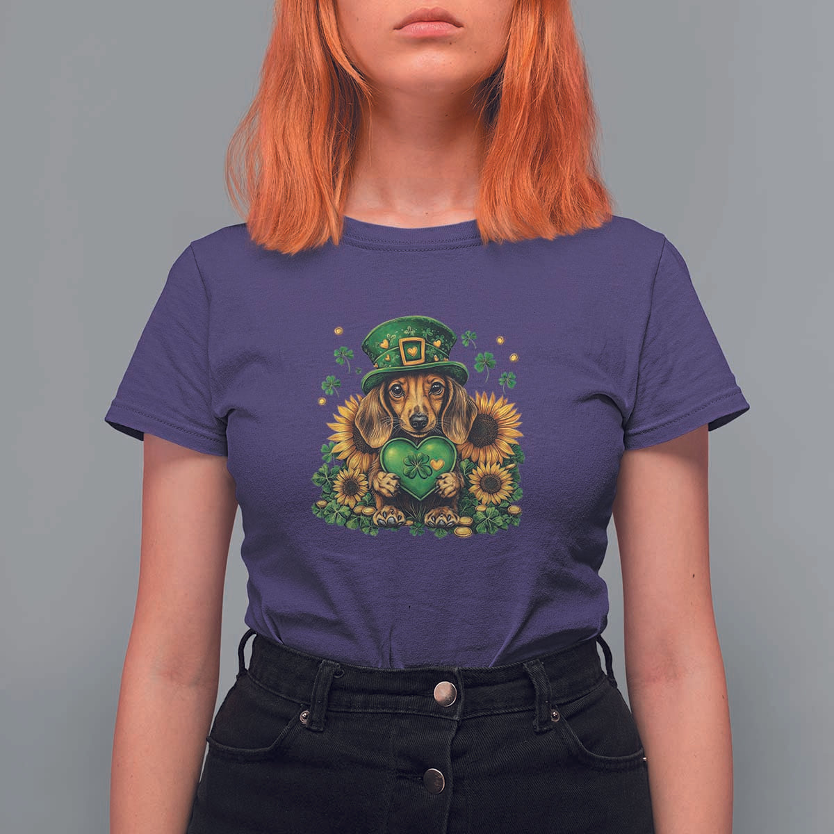 Cute Dachshund Leprechaun T Shirt For Women Shamrock St. Patrick's Day Dog Lover