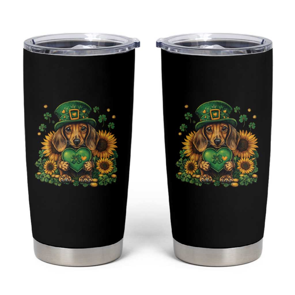 Cute Dachshund Leprechaun Tumbler Cup Shamrock St. Patrick's Day Dog Lover