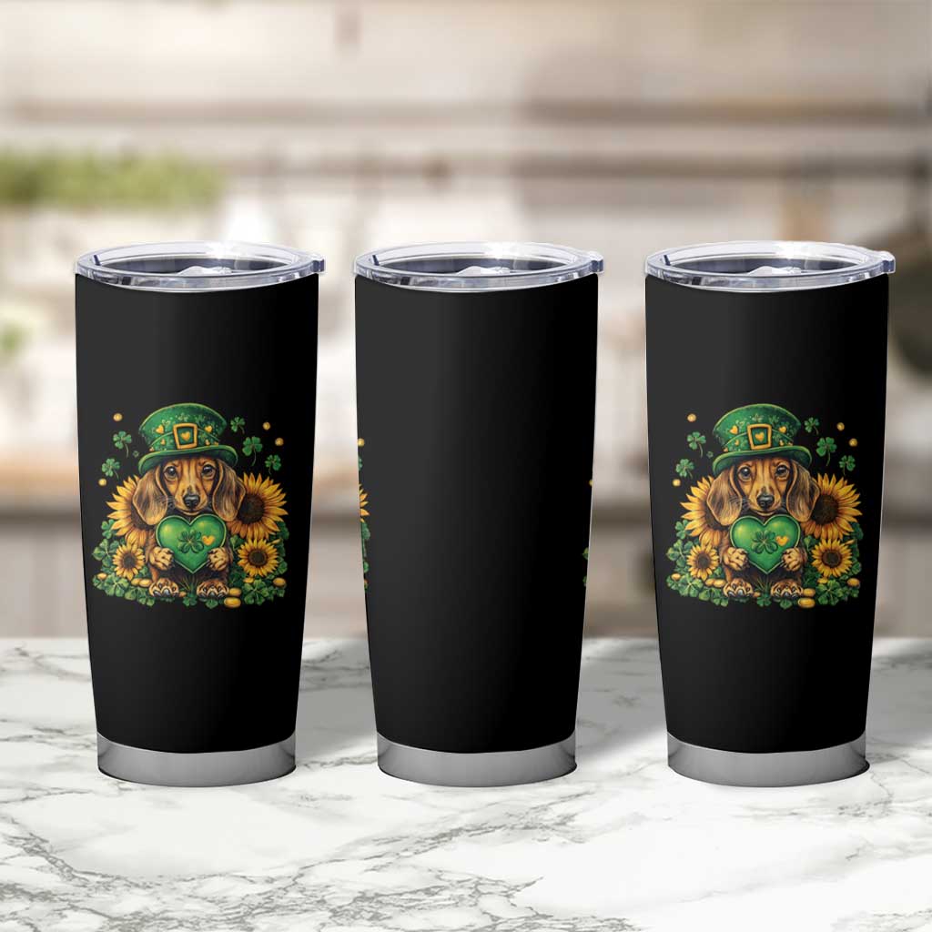 Cute Dachshund Leprechaun Tumbler Cup Shamrock St. Patrick's Day Dog Lover