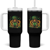 Cute Dachshund Leprechaun Tumbler With Handle Shamrock St. Patrick's Day Dog Lover