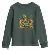 Cute Dachshund Leprechaun Youth Sweatshirt Shamrock St. Patrick's Day Dog Lover
