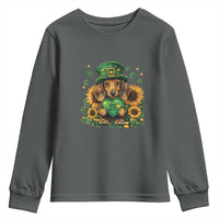 Cute Dachshund Leprechaun Youth Sweatshirt Shamrock St. Patrick's Day Dog Lover
