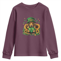 Cute Dachshund Leprechaun Youth Sweatshirt Shamrock St. Patrick's Day Dog Lover