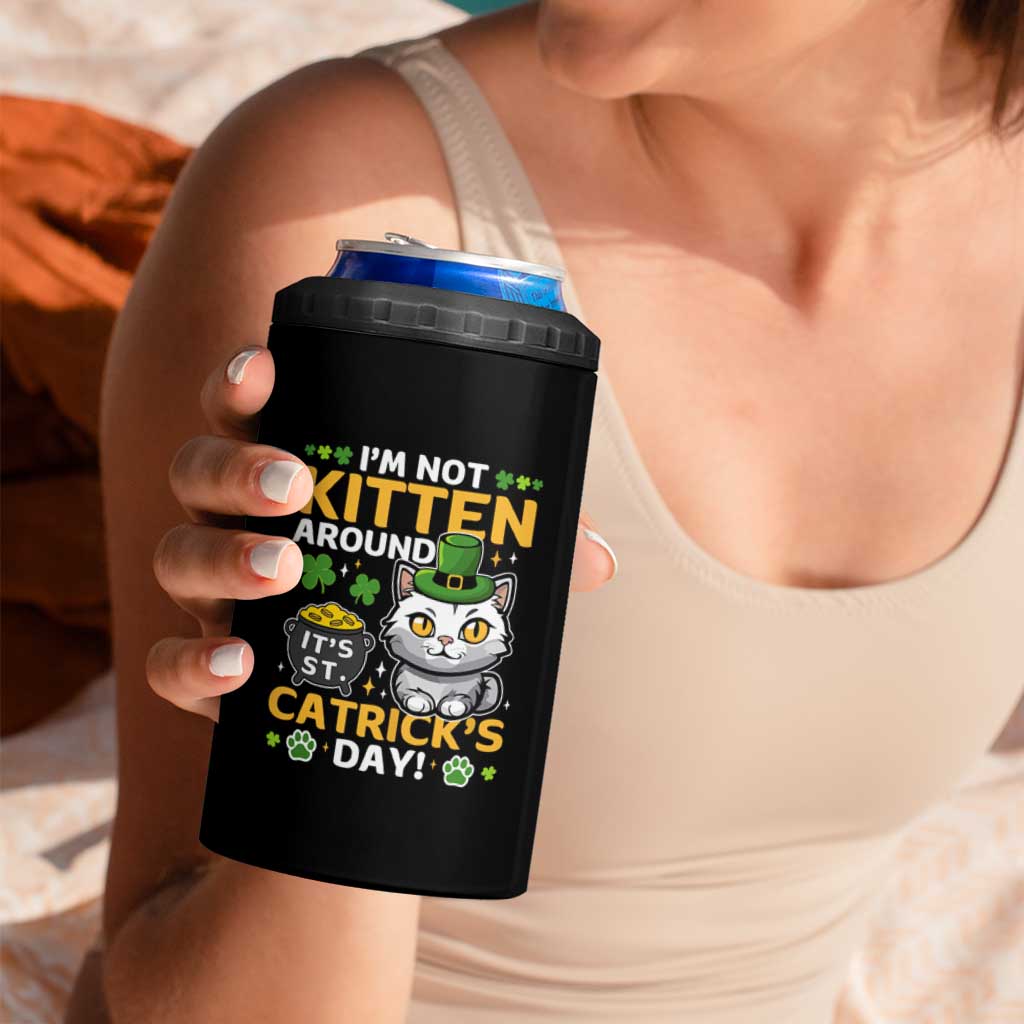 Cute Cat Leperchaun 4 in 1 Can Cooler Tumbler I’m Not Kitten Around Catrick's Day St Patricks
