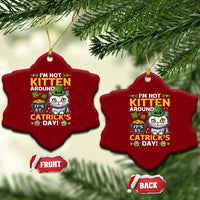 Cute Cat Leperchaun Ceramic Ornament I’m Not Kitten Around Catrick's Day St Patricks - Wonder Print Shop