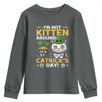 Cute Cat Leperchaun Youth Sweatshirt I’m Not Kitten Around Catrick's Day St Patricks