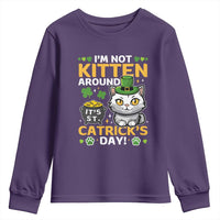 Cute Cat Leperchaun Youth Sweatshirt I’m Not Kitten Around Catrick's Day St Patricks