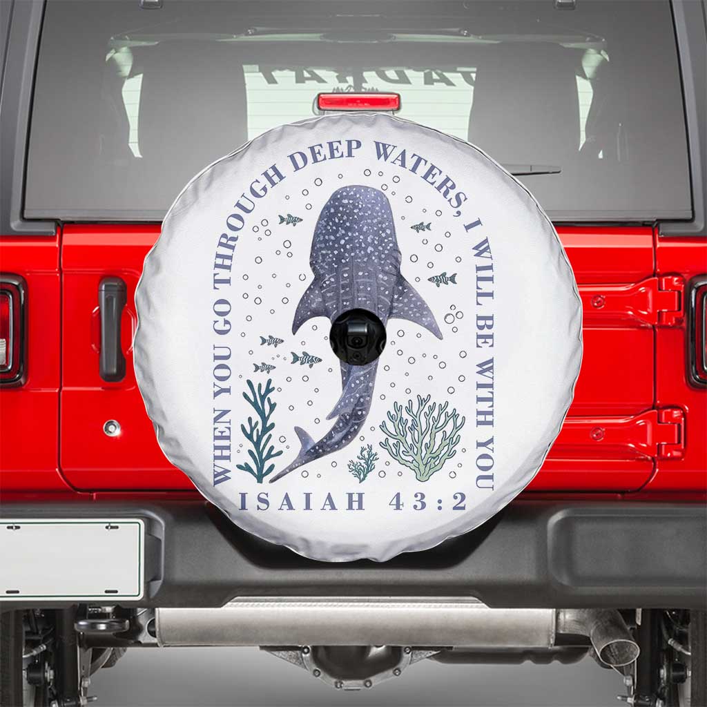 Inspirational Christian Bible Verse Isaiah 43:2 Whale Shark Spare Tire Cover When You Go Through Deep Waters I Will Be With You