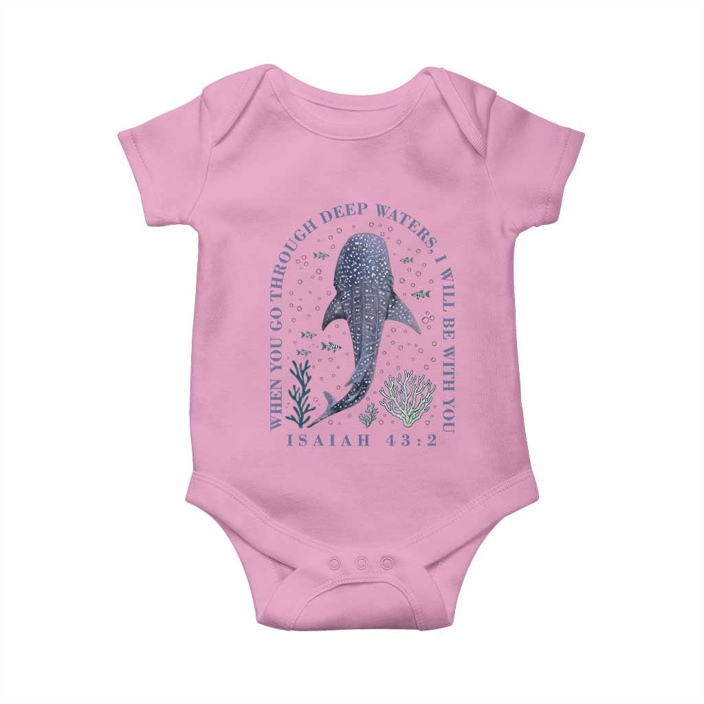 Inspirational Christian Bible Verse Isaiah 43:2 Whale Shark Baby Onesie When You Go Through Deep Waters I Will Be With You