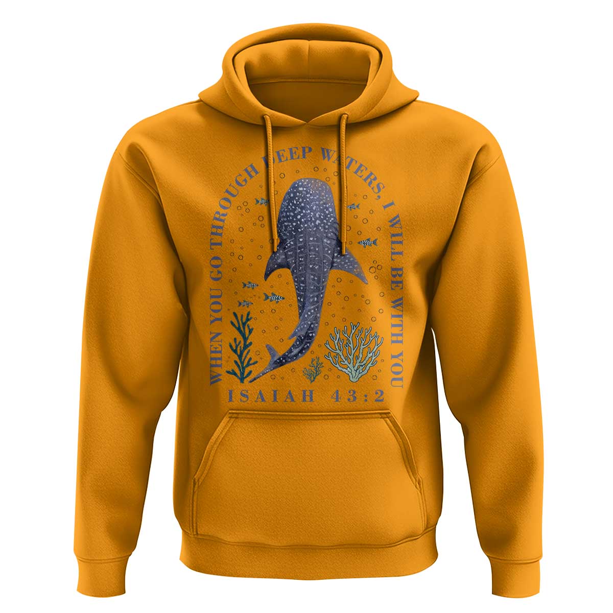 Inspirational Christian Bible Verse Isaiah 43:2 Whale Shark Hoodie When You Go Through Deep Waters I Will Be With You