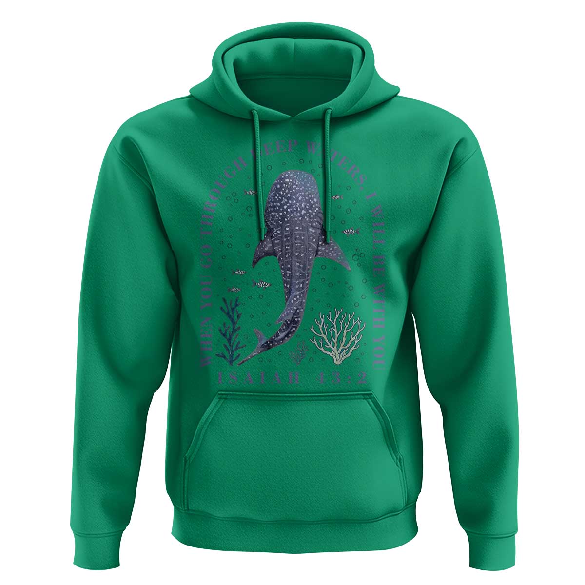 Inspirational Christian Bible Verse Isaiah 43:2 Whale Shark Hoodie When You Go Through Deep Waters I Will Be With You