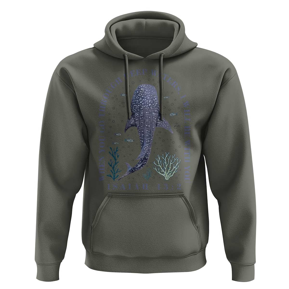 Inspirational Christian Bible Verse Isaiah 43:2 Whale Shark Hoodie When You Go Through Deep Waters I Will Be With You