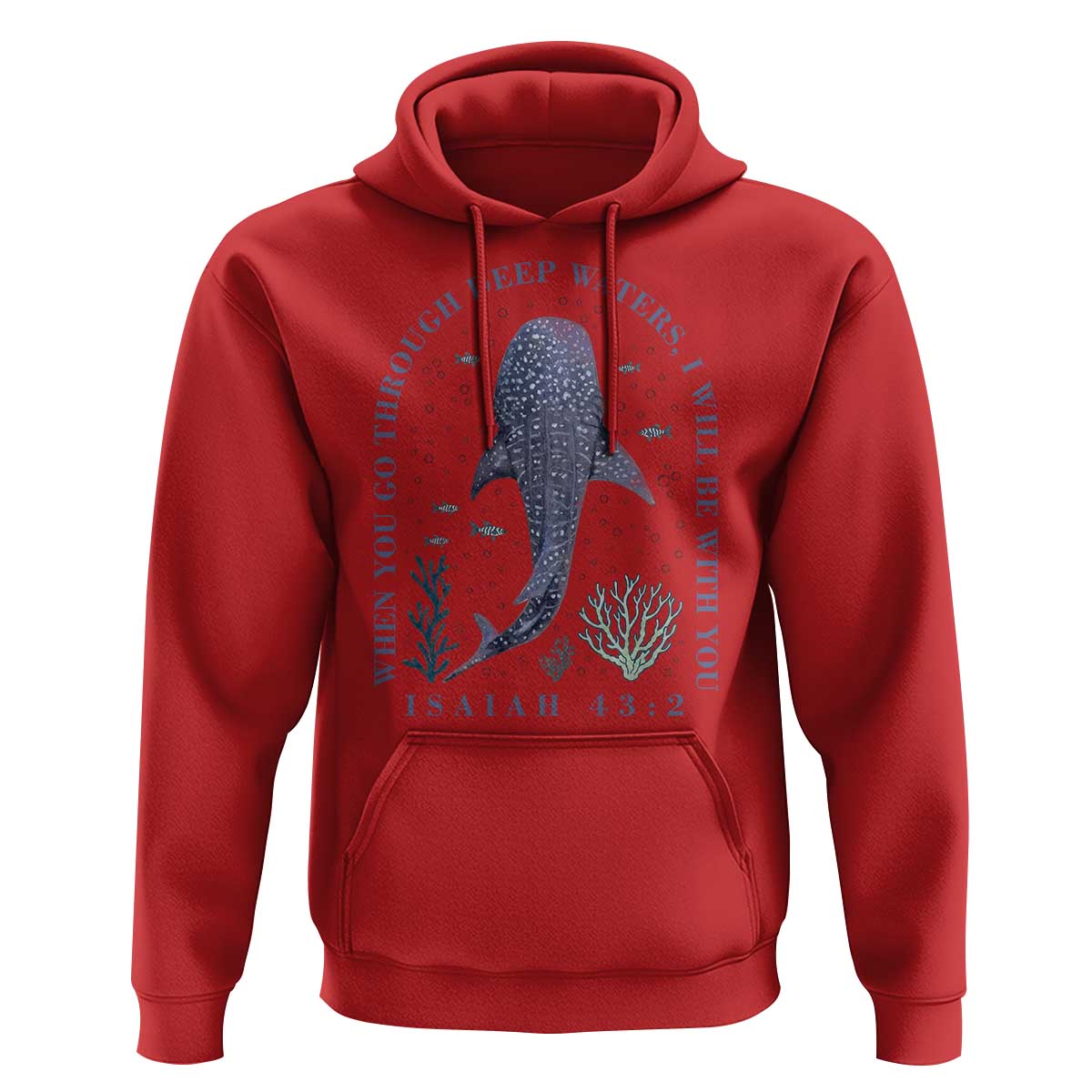 Inspirational Christian Bible Verse Isaiah 43:2 Whale Shark Hoodie When You Go Through Deep Waters I Will Be With You