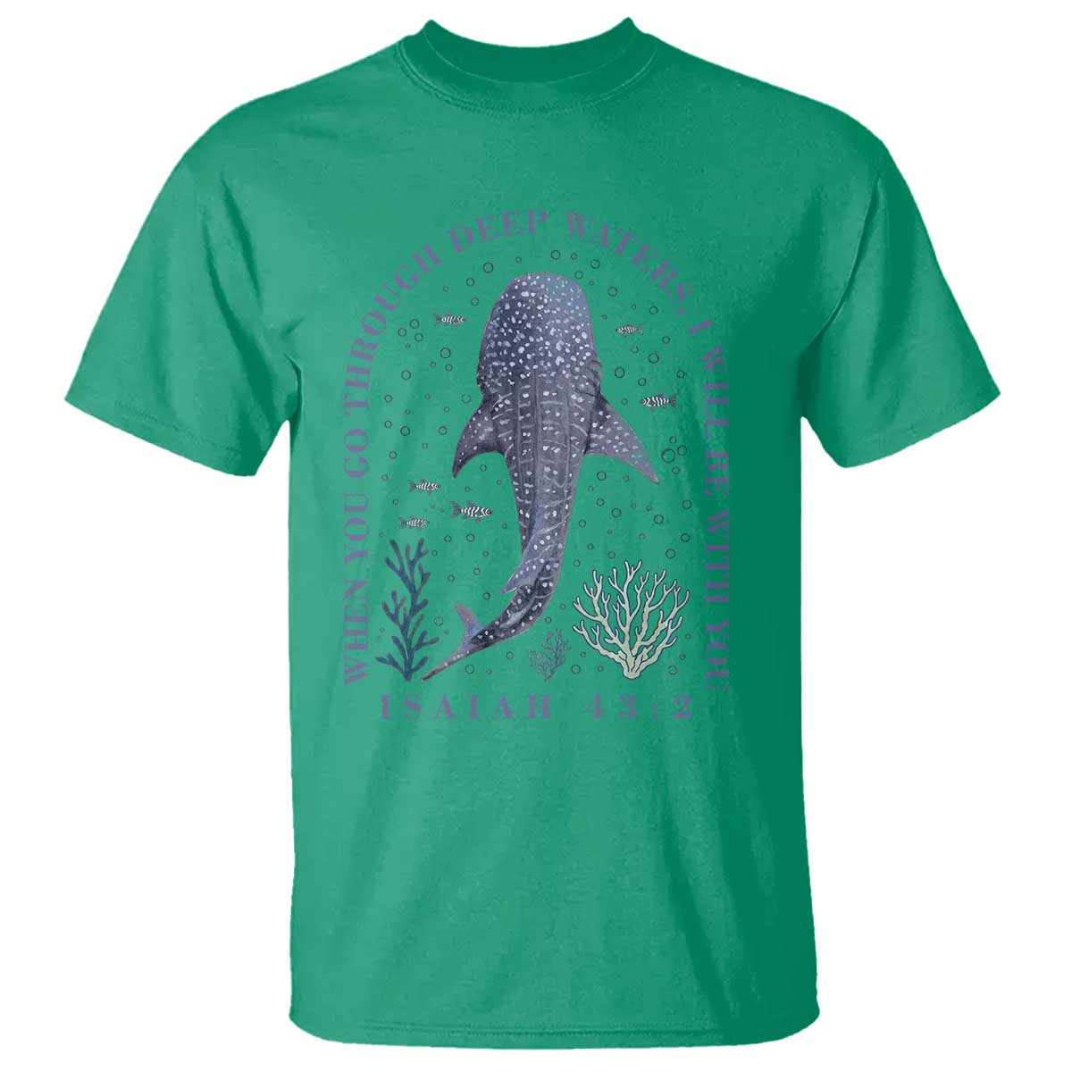 Inspirational Christian Bible Verse Isaiah 43:2 Whale Shark T Shirt When You Go Through Deep Waters I Will Be With You