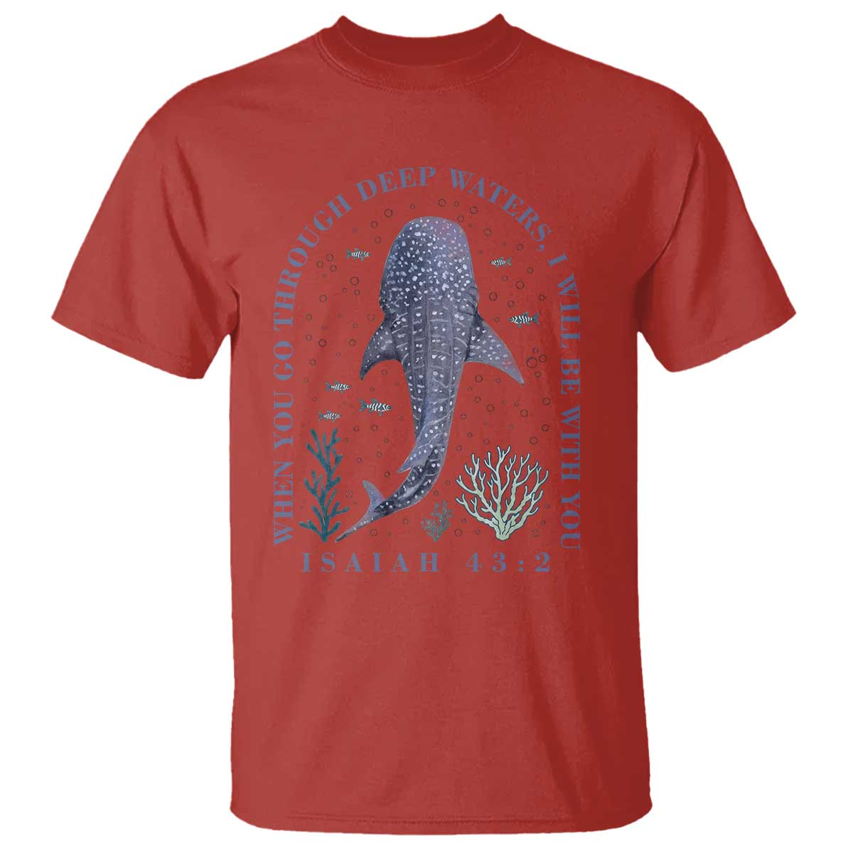 Inspirational Christian Bible Verse Isaiah 43:2 Whale Shark T Shirt When You Go Through Deep Waters I Will Be With You