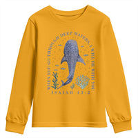 Inspirational Christian Bible Verse Isaiah 43:2 Whale Shark Youth Sweatshirt When You Go Through Deep Waters I Will Be With You