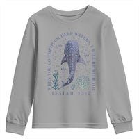 Inspirational Christian Bible Verse Isaiah 43:2 Whale Shark Youth Sweatshirt When You Go Through Deep Waters I Will Be With You
