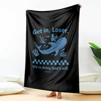 Funny Whale Shark Christian Bible Jonah 1:17 Throw Blanket Get In Loser We're Doing God's Will