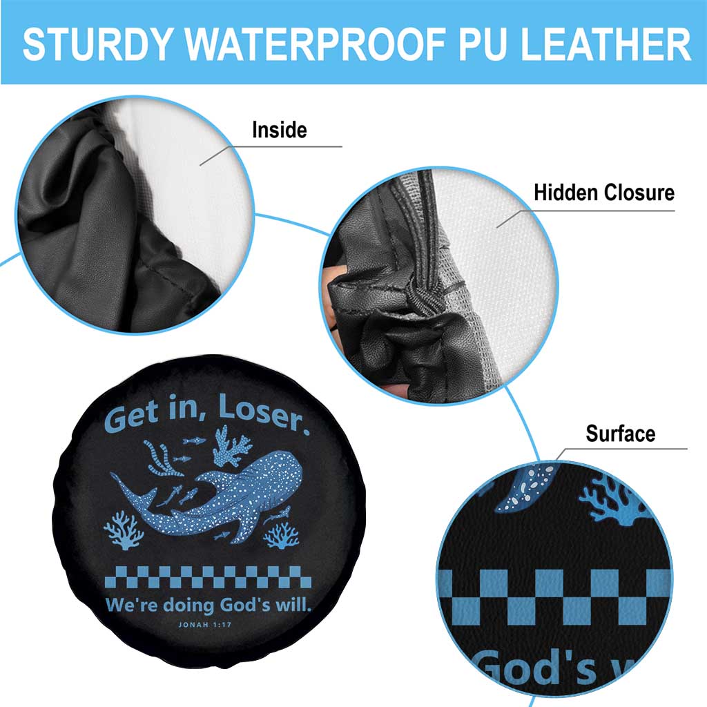 Funny Whale Shark Christian Bible Jonah 1:17 Spare Tire Cover Get In Loser We're Doing God's Will