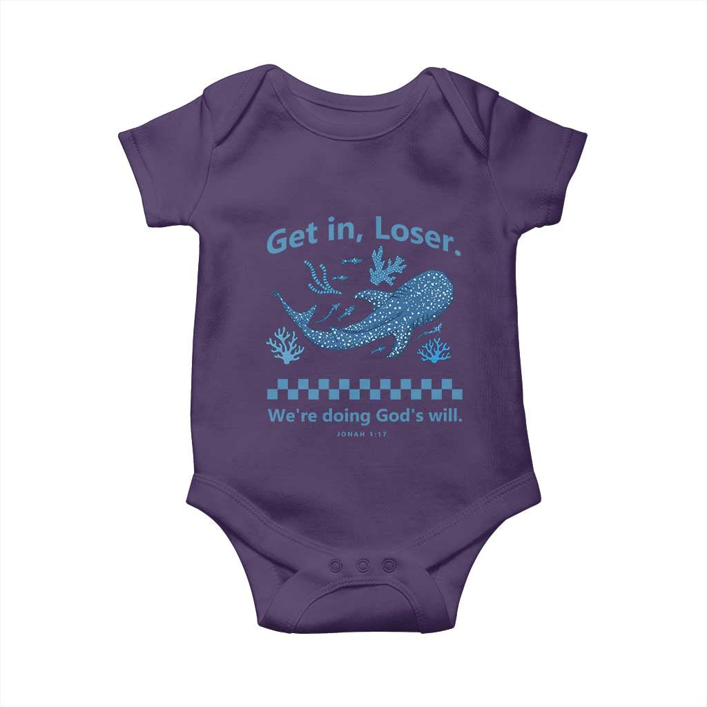 Funny Whale Shark Christian Bible Jonah 1:17 Baby Onesie Get In Loser We're Doing God's Will