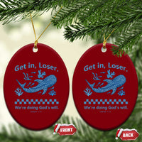 Funny Whale Shark Christian Bible Jonah 1:17 Ceramic Ornament Get In Loser We're Doing God's Will
