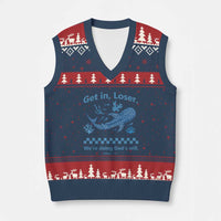 Funny Whale Shark Christian Bible Jonah 1:17 V-Neck Knit Sweater Vest Get In Loser We're Doing God's Will
