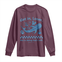 Funny Whale Shark Christian Bible Jonah 1:17 Long Sleeve Shirt Get In Loser We're Doing God's Will