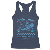 Funny Whale Shark Christian Bible Jonah 1:17 Racerback Tank Top Get In Loser We're Doing God's Will