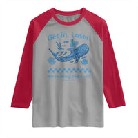 Funny Whale Shark Christian Bible Jonah 1:17 Raglan Shirt Get In Loser We're Doing God's Will