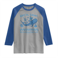 Funny Whale Shark Christian Bible Jonah 1:17 Raglan Shirt Get In Loser We're Doing God's Will