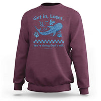 Funny Whale Shark Christian Bible Jonah 1:17 Sweatshirt Get In Loser We're Doing God's Will