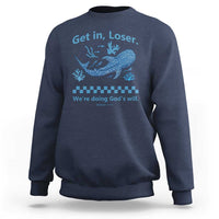 Funny Whale Shark Christian Bible Jonah 1:17 Sweatshirt Get In Loser We're Doing God's Will