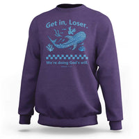 Funny Whale Shark Christian Bible Jonah 1:17 Sweatshirt Get In Loser We're Doing God's Will