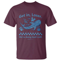 Funny Whale Shark Christian Bible Jonah 1:17 T Shirt Get In Loser We're Doing God's Will
