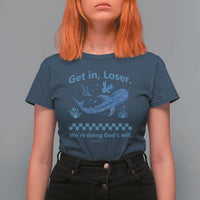 Funny Whale Shark Christian Bible Jonah 1:17 T Shirt For Women Get In Loser We're Doing God's Will