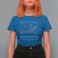 Funny Whale Shark Christian Bible Jonah 1:17 T Shirt For Women Get In Loser We're Doing God's Will