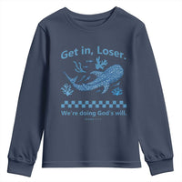 Funny Whale Shark Christian Bible Jonah 1:17 Youth Sweatshirt Get In Loser We're Doing God's Will