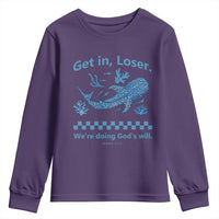 Funny Whale Shark Christian Bible Jonah 1:17 Youth Sweatshirt Get In Loser We're Doing God's Will