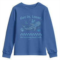Funny Whale Shark Christian Bible Jonah 1:17 Youth Sweatshirt Get In Loser We're Doing God's Will