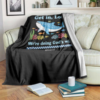 Colorful Whale Shark Christian Bible Jonah 1:17 Throw Blanket Funny Get In Loser We're Doing God's Will