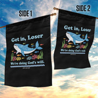 Colorful Whale Shark Christian Bible Jonah 1:17 Garden Flag Funny Get In Loser We're Doing God's Will