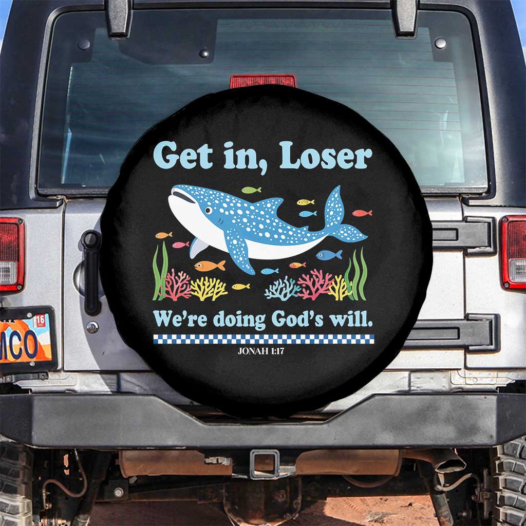 Colorful Whale Shark Christian Bible Jonah 1:17 Spare Tire Cover Funny Get In Loser We're Doing God's Will