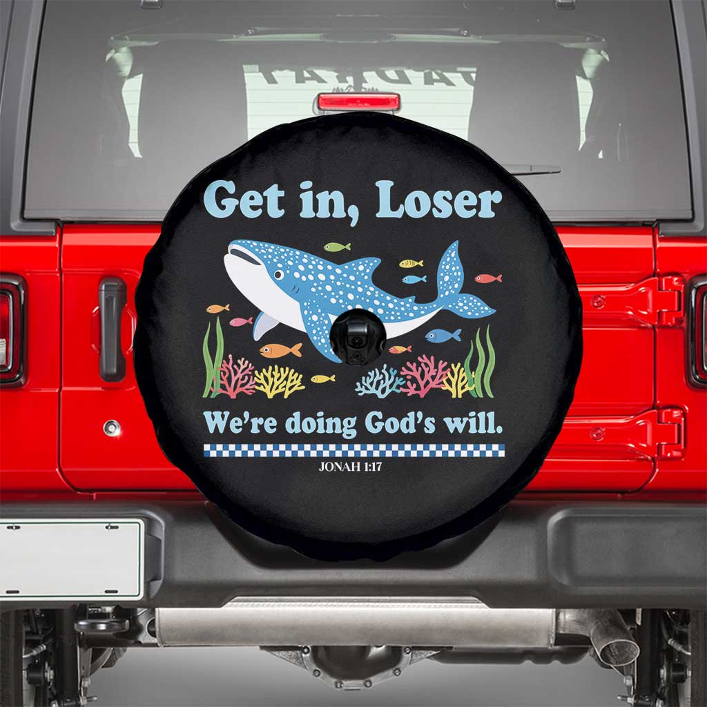 Colorful Whale Shark Christian Bible Jonah 1:17 Spare Tire Cover Funny Get In Loser We're Doing God's Will