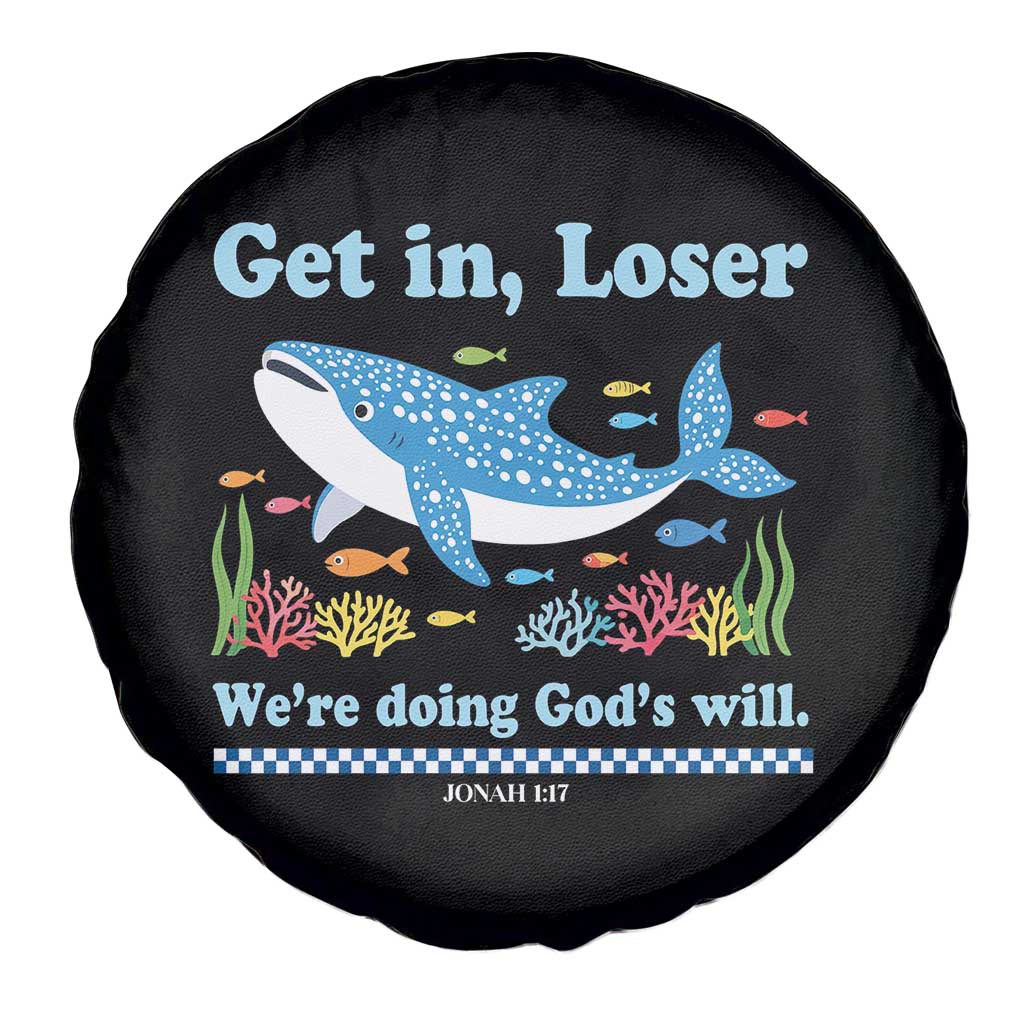 Colorful Whale Shark Christian Bible Jonah 1:17 Spare Tire Cover Funny Get In Loser We're Doing God's Will