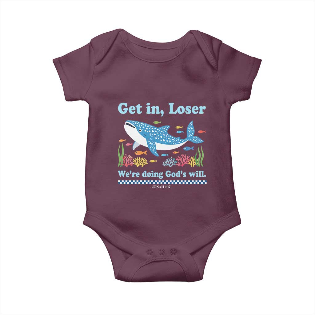 Colorful Whale Shark Christian Bible Jonah 1:17 Baby Onesie Funny Get In Loser We're Doing God's Will
